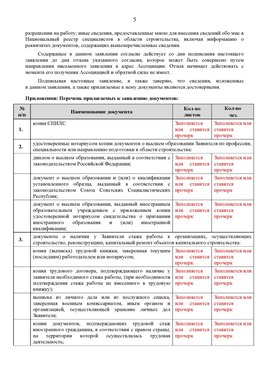 Образец заполнения заявления в НРС строителей. Страница 5 Нижнеудинск Специалисты для СРО НРС - внесение и предоставление готовых
